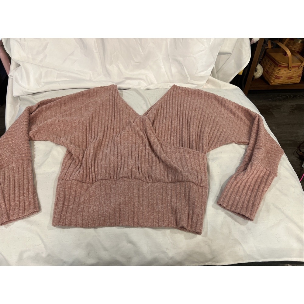Express Women'Pink Long Sleeve Ribbed Sweater - medium‎ sexy Christmas sweater 6